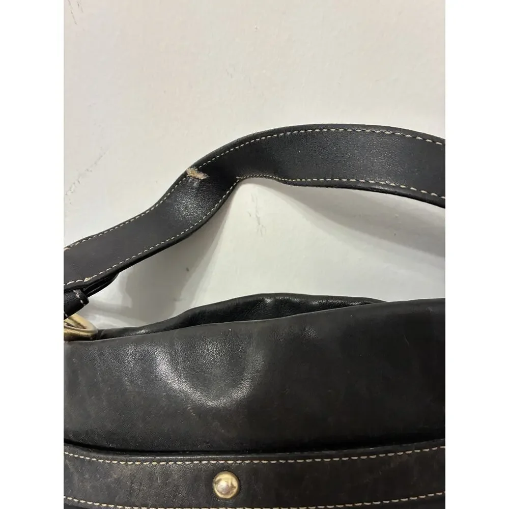 Coach Hamptons Bag Purse Horse Bit Hobo Black Gold Hardware Vtg Equestrian